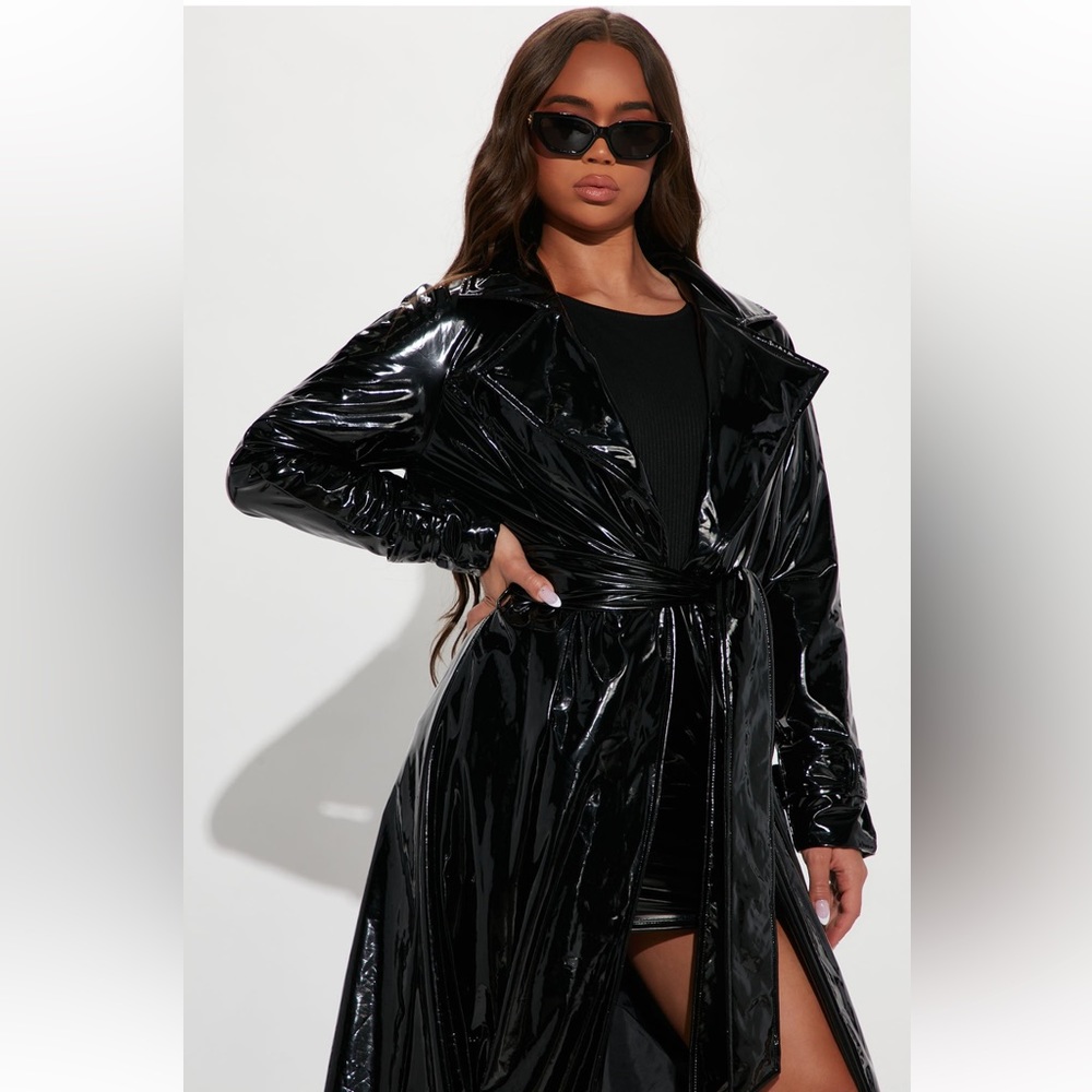High Gloss “Latex” Trench Coat